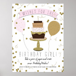 Póster Azúcar Rosa y Dorada es Dulces Deseos de Pastel de