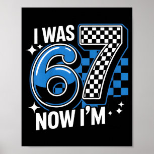 Póster Azul a cuadros era 6 7 divertido 67 chicos de cump