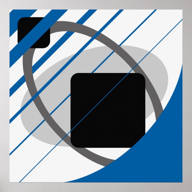 Póster Azul abstracto Gris Blanco fuera de lo común AP000 (Frente)