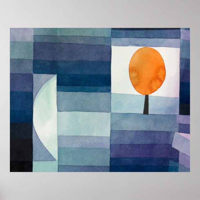 Póster Azul Abstracto Otoño Paul Klee Acuarela (Frente)