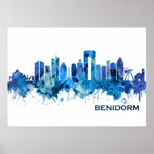 Póster Azul aéreo de Benidorm España
