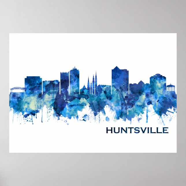 Póster Azul aéreo de Huntsville Alabama (Frente)