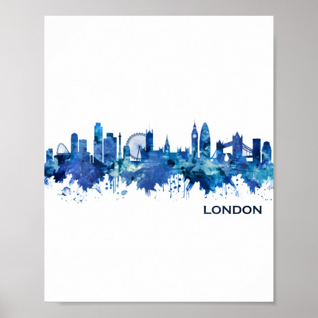Póster Azul aéreo de Inglaterra de Londres (Frente)