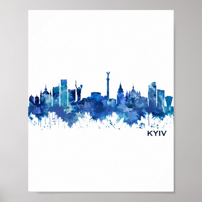 Póster Azul aéreo de Ucrania de Kiev (Frente)
