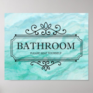 Póster Azul Agata Por Favor Siéntese Baño Divertido
