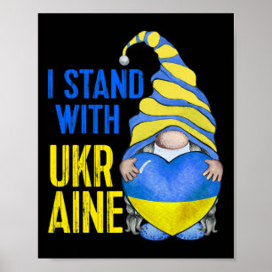 Póster Azul Amarillo Ucrania Jardín Gnomo Bandera Ucrania