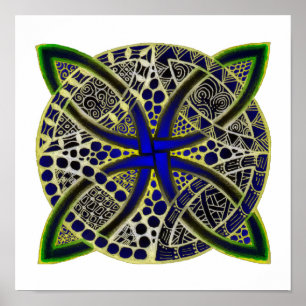 Póster Azul azul celta de no doodle