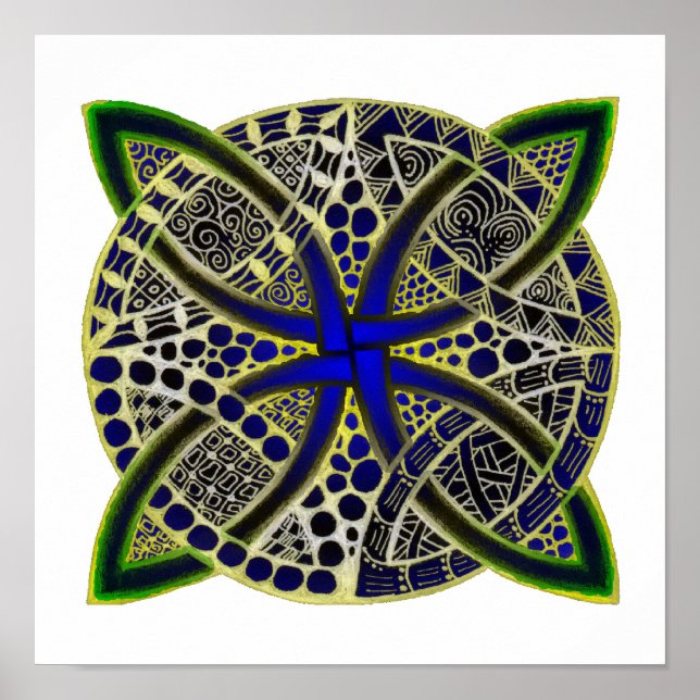 Póster Azul azul celta de no doodle (Frente)