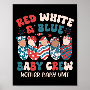 Póster Azul blanco rojo retro