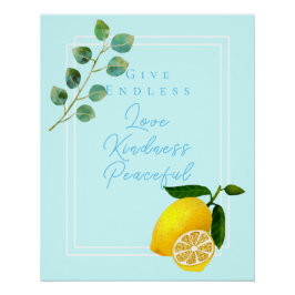 Póster azul brillante con limón chic
