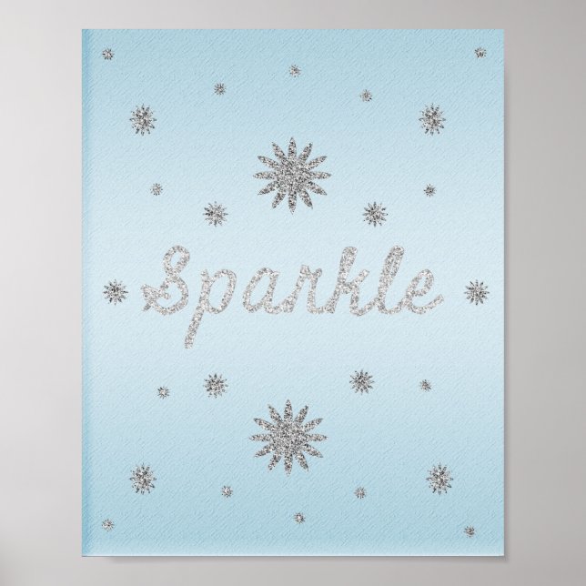 Póster Azul brillante con Poster Purpurina plateado (Frente)