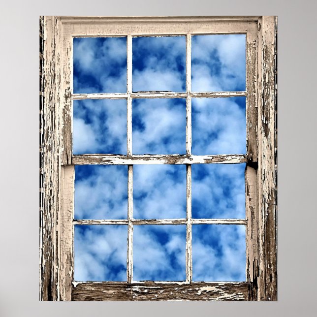 Póster Azul cielo a través de la ventana (Frente)