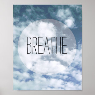 poster azul cielo fotografía arte con texto respir