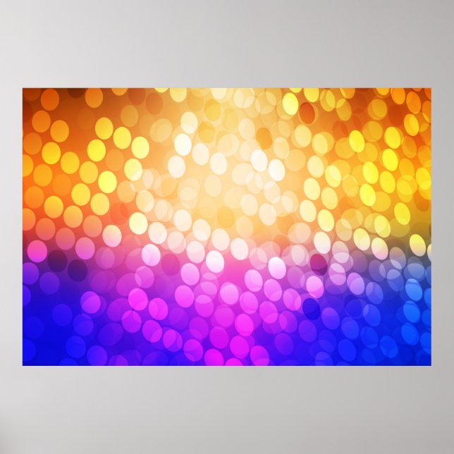 Póster Azul claro, amarillo con esferas. Borroso b (Frente)