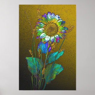 Póster Azul claro sobre amarillo