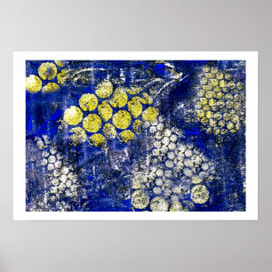 Póster Azul con los puntos amarillos y blancos - en lona