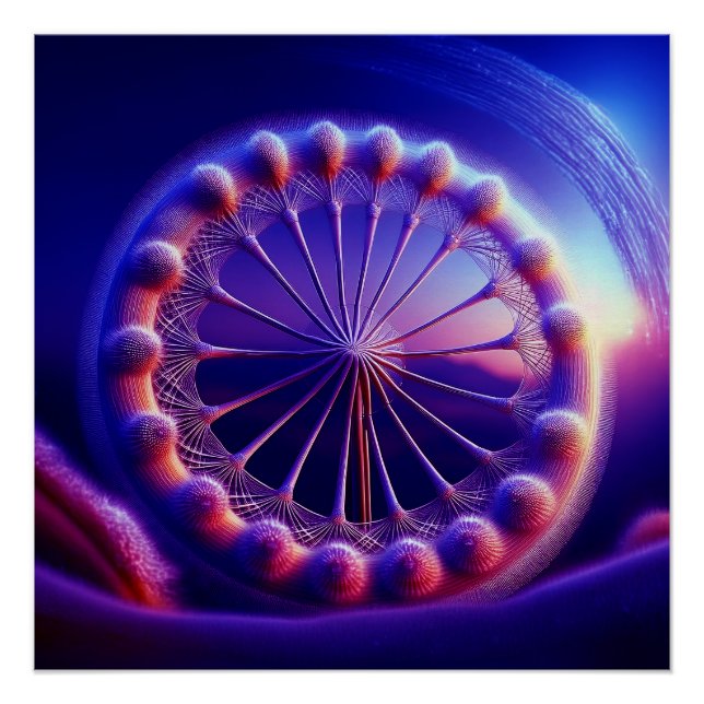 Póster Azul Dandelion Fractal (Anverso)