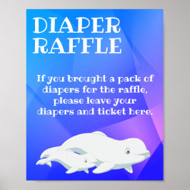 Póster Azul de ballena Beluga, Baby Shower rosado en el o