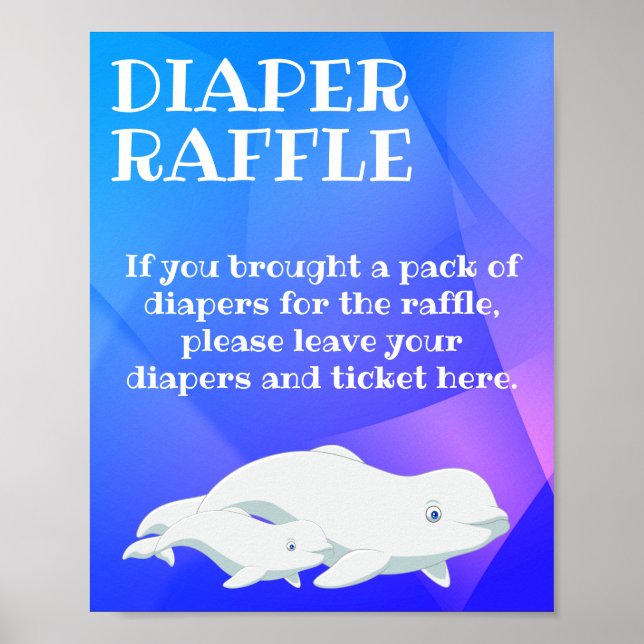 Póster Azul de ballena Beluga, Baby Shower rosado en el o (Frente)