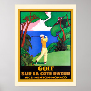 Póster Azul de Cote d del La de Sur del golf del vintage