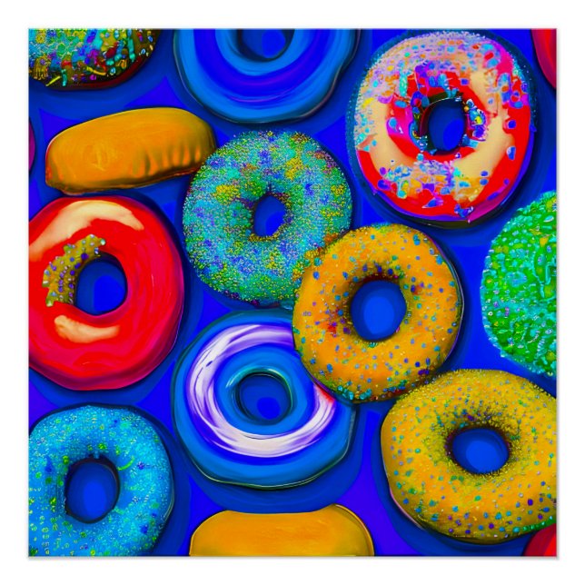 Póster Azul de Donuts coloridos (Anverso)