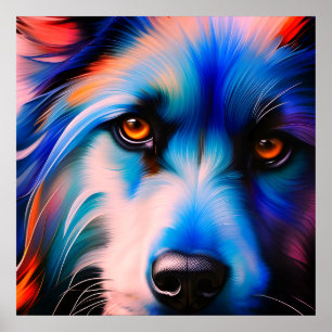PÓSTER AZUL DE GRÁFICO EN PERRO TERRIER ROJO