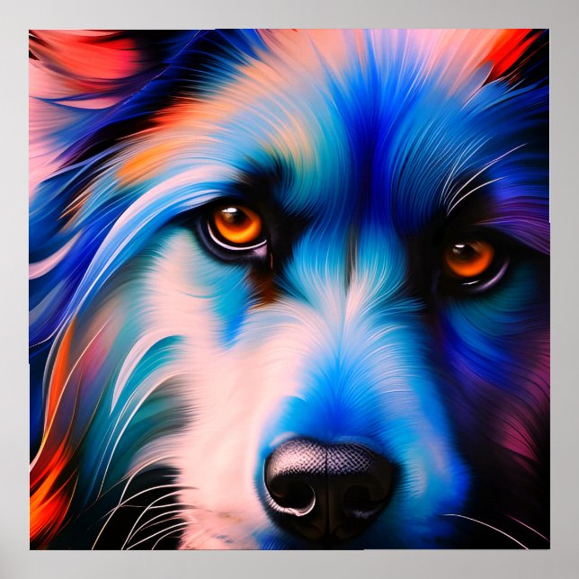 PÓSTER AZUL DE GRÁFICO EN PERRO TERRIER ROJO (Frente)