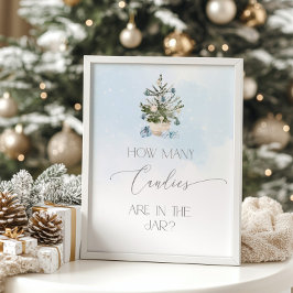 Póster Azul de invierno Navidad Adivina cuántas golosinas
