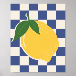 Póster Azul de la fruta retro del tablero de control de l