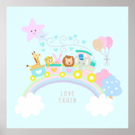 Póster Azul de los animales de entrenamiento