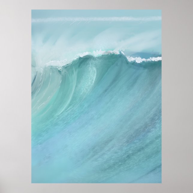 Póster azul de olas  (Frente)