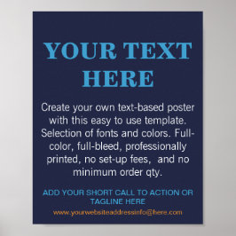 Póster Azul de texto moderno personalizado