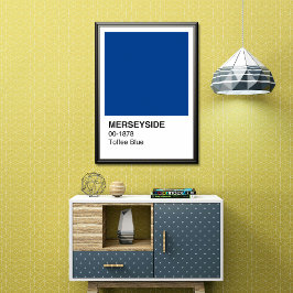 Póster Azul del café de Merseyside - Borde blanco