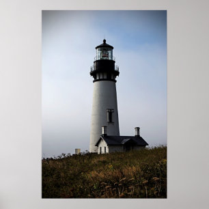 Póster Azul del faro de Yaquina