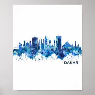 Póster Azul del Skyline Senegal de Dakar