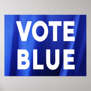 Póster Azul del voto en la elección de seda azul de la