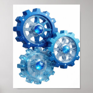 Póster Azul dinámico BLUE GEAR v2