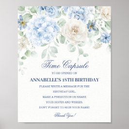 Póster Azul Floral Hidrangea Cápsula de tiempo de la sang