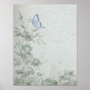 Póster Azul floral vintage