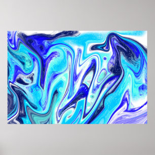 Póster Azul fundido   Marble Fluid Art