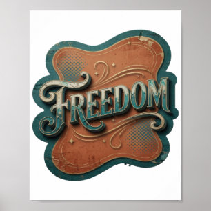 Póster Azul intenso FREEDOM Diseño moderno