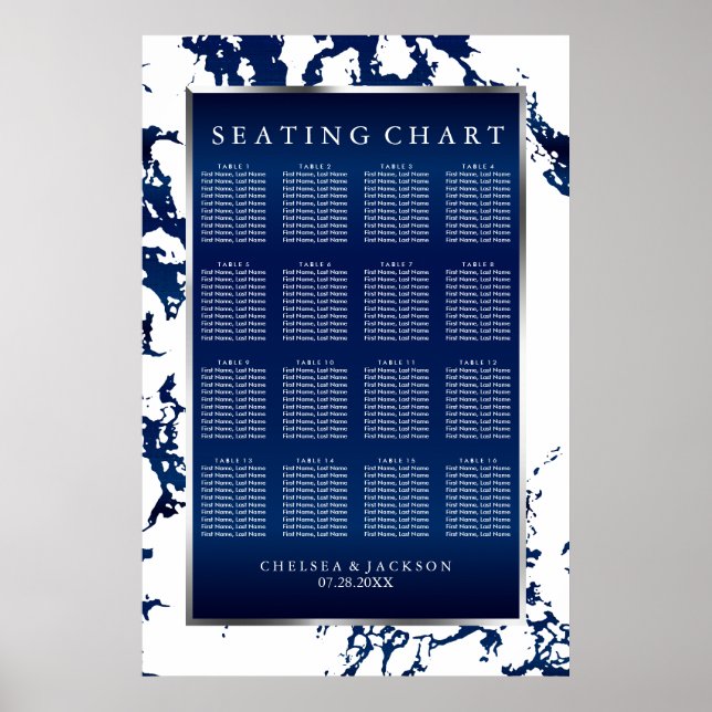 Póster Azul marino, blanco y plateado - Cuadro de asiento (Frente)