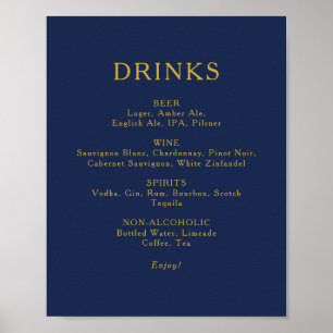 Póster Azul marino clásico Rótulo del menú de bebidas B