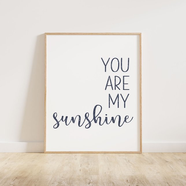 Póster Azul marino Eres mi sol (You Are My Sunshine, a minimalist typography quote in a navy blue distressed texture)