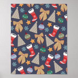 Póster Azul marino Navidad