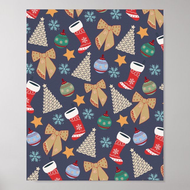 Póster Azul marino Navidad (Frente)