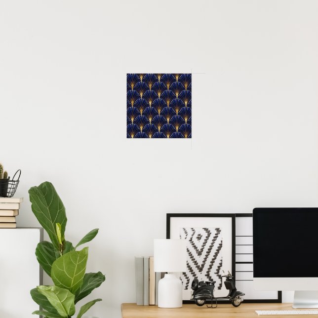 Póster Azul marino y art deco dorado (Oficina en casa)