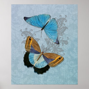 Póster Azul mariposa