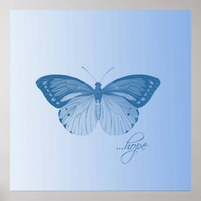 Póster Azul mariposa de esperanza (Frente)