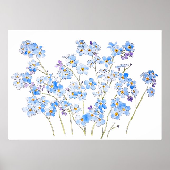 Póster azul me olvido no tinta y acuarela 2023 (Frente)